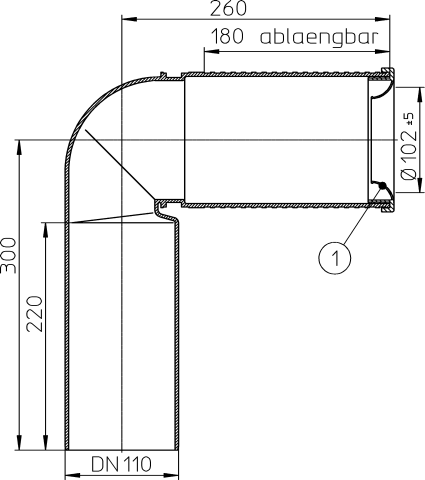 HL 224.WE Колено для унитазов DN110