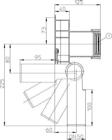 HL 432/50 Сифон для писсуара DN50