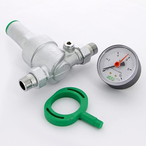 Far 1/2" НР-НР Редуктор хром с манометром