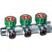 Far Регулирующий коллектор 1" (ВР-НР) с 3 отв. 1/2" НР. Трубная резьба евроконус